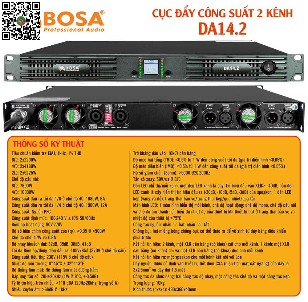 Main Công Suất 2 Kênh Bosa DA14.2